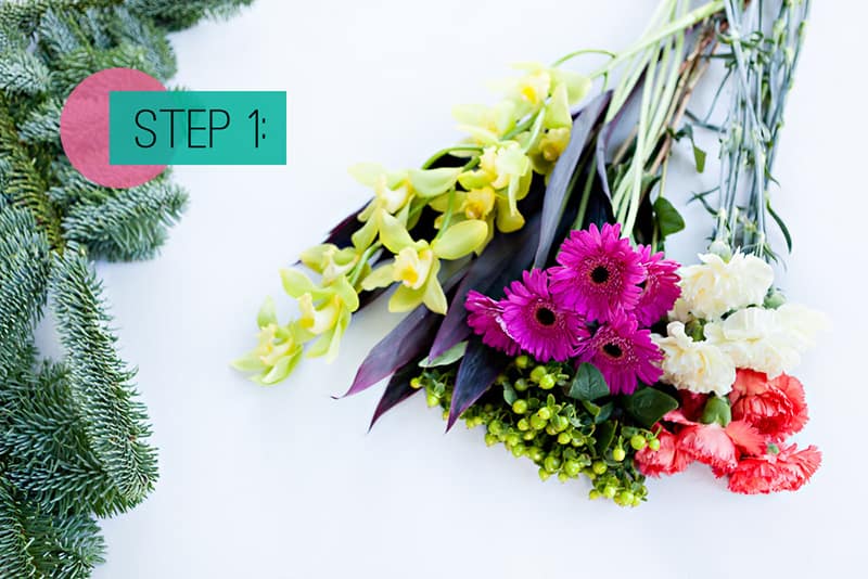 Step 1- Lay out flowers
