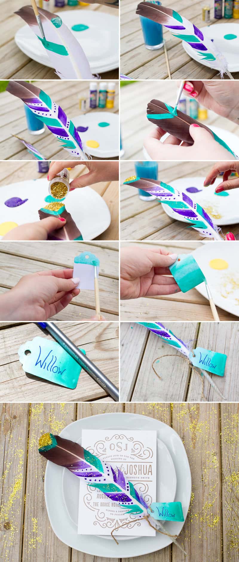 DIY Festival Feather Place Setting - Festival Brides Diy Collage