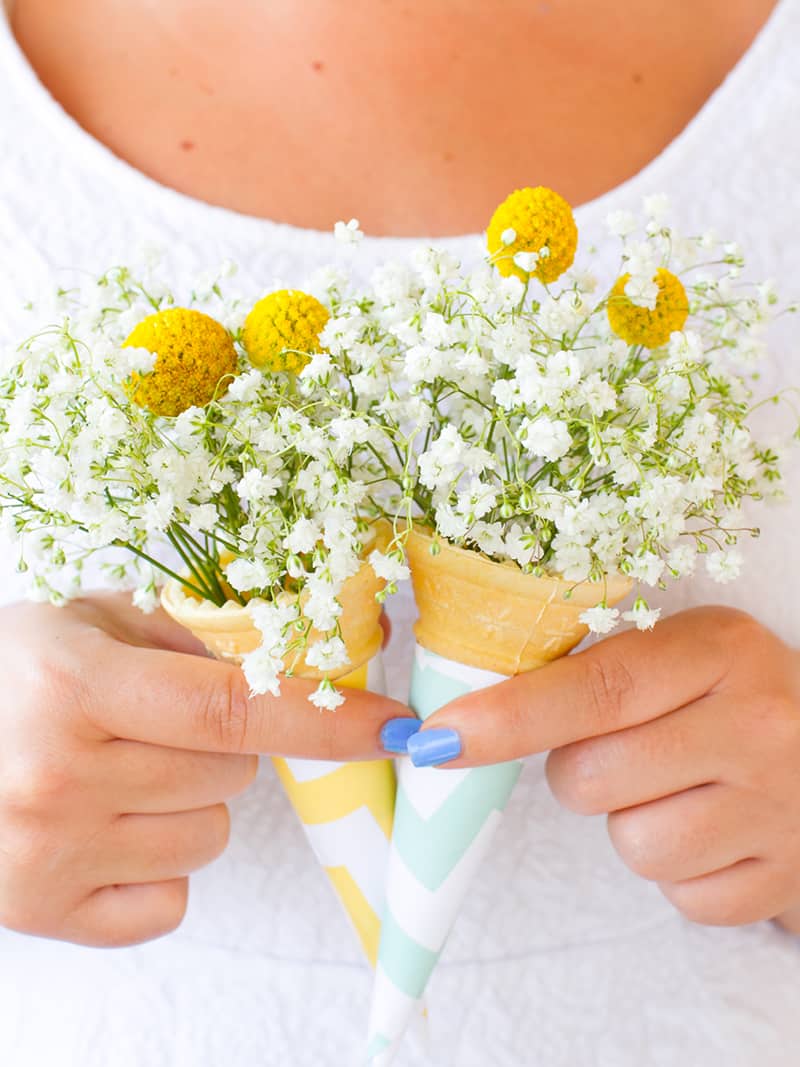 DIY ice cream cone bouquet DIY wedding blog