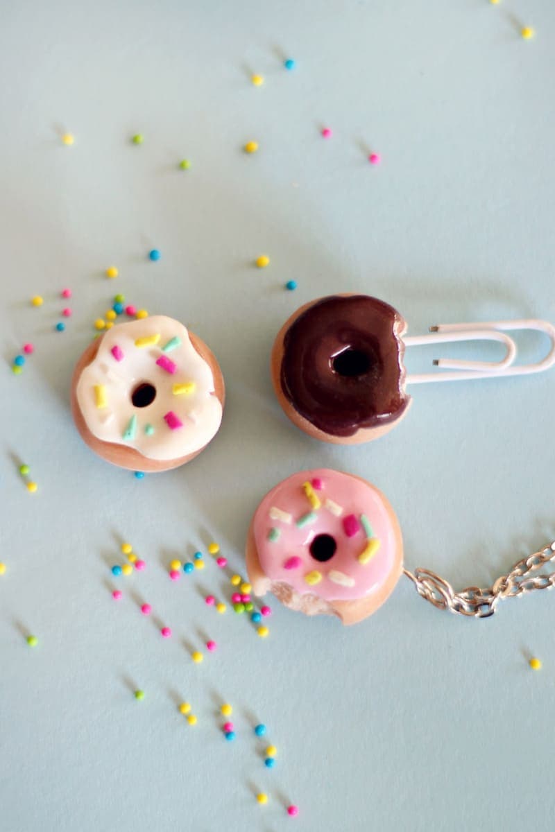 Polymer clay donut charm