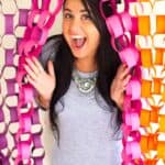 20 of our Favourite Wedding DIYs - Diy Paper Chain Backdrop Photobooth Backdrop Inspiration Main