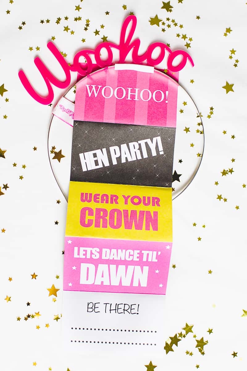 Free Printable Hen Party Invites Invitations Crown & Glory Head Band Fun Woohoo-2