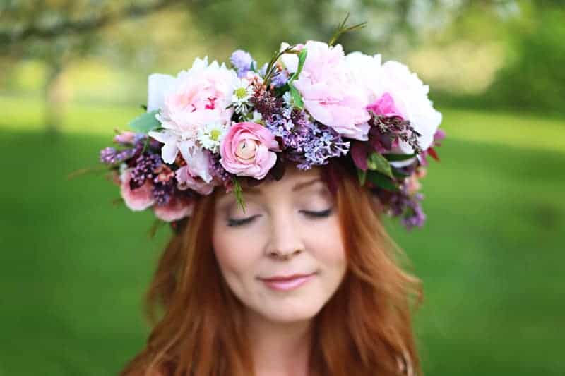 Spring Spring Wedding Inspiration Floral Crown Orchard Purple Lilac 21