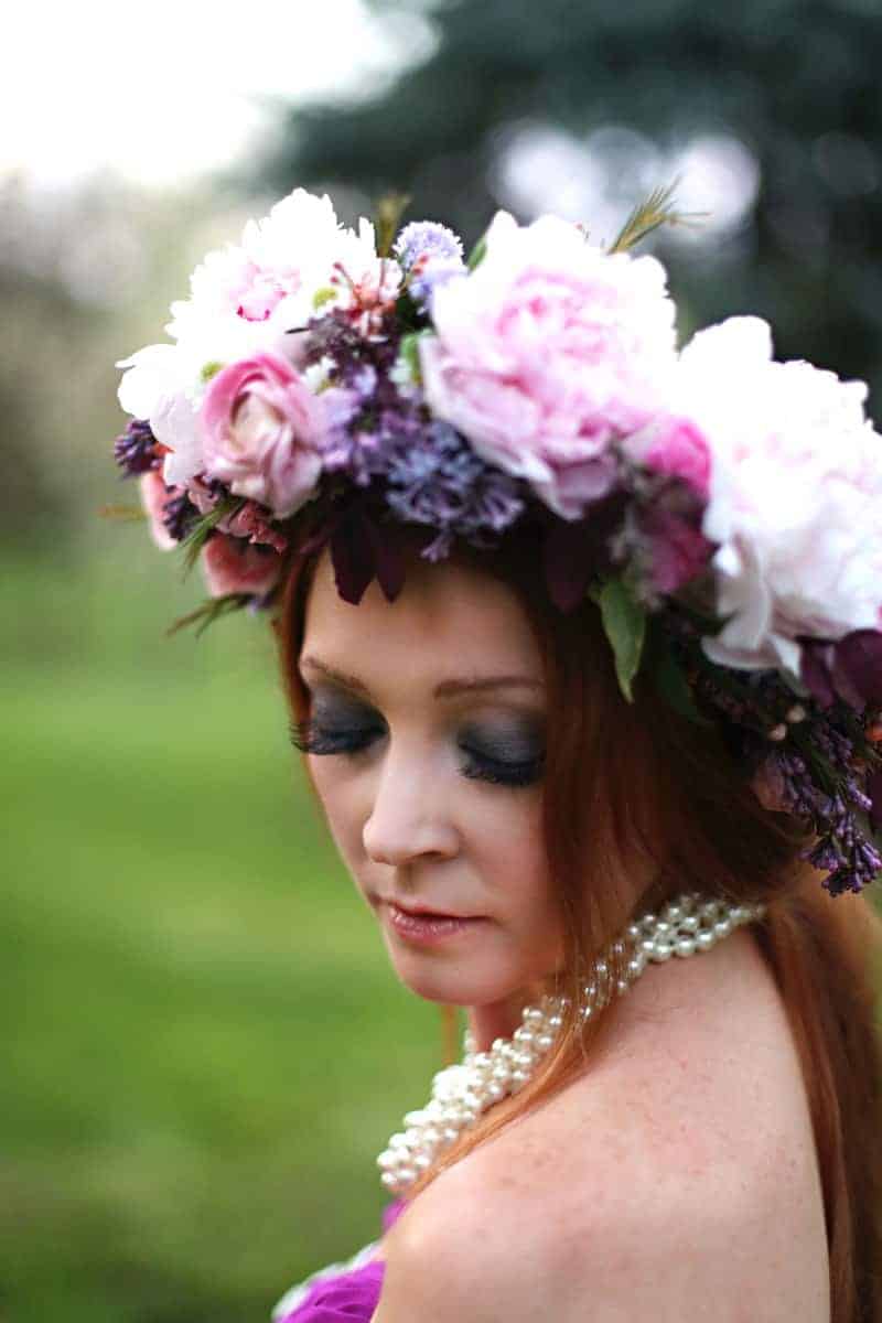 Spring Spring Wedding Inspiration Floral Crown Orchard Purple Lilac 55