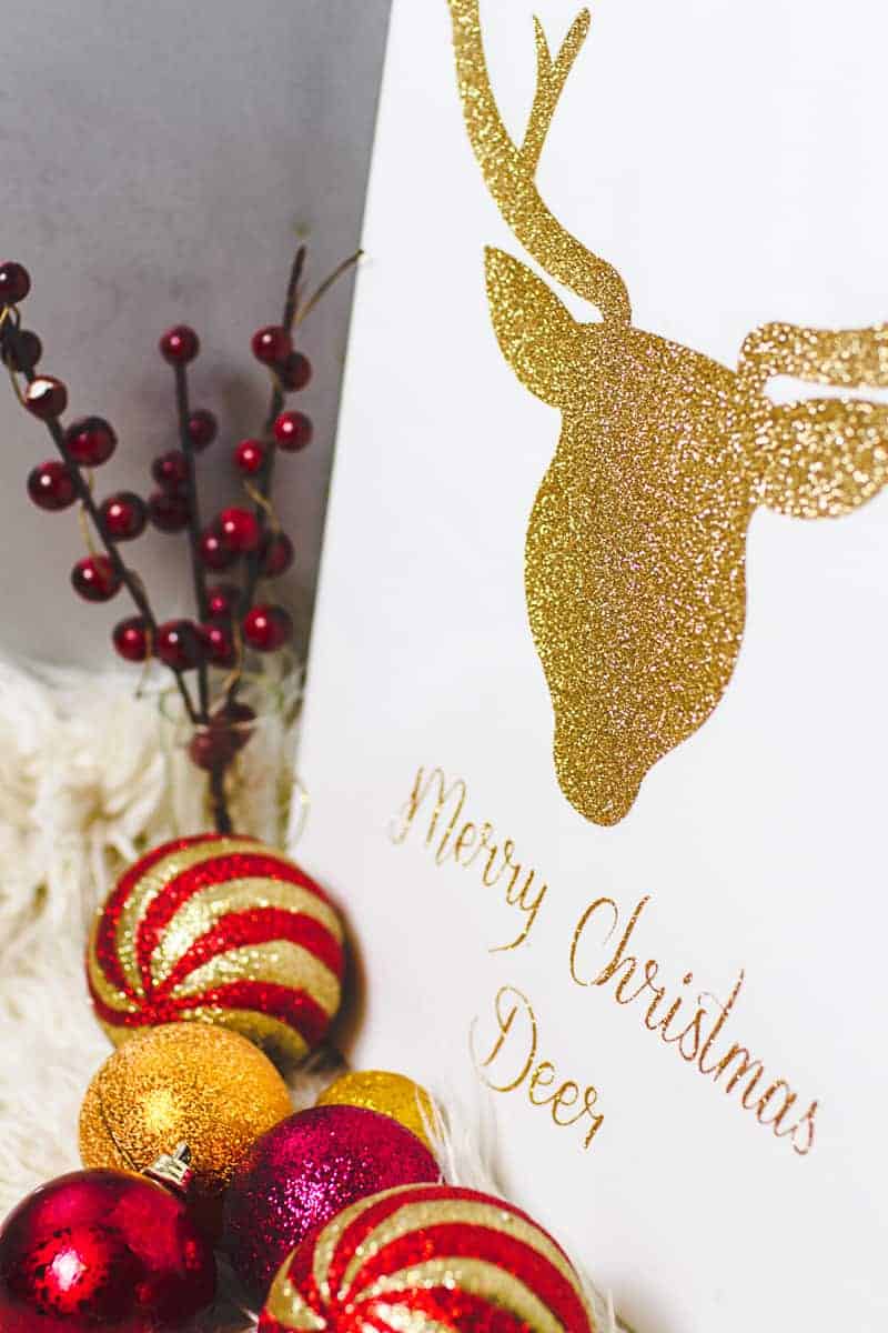 Christmas Canvas Art Reindeer Glitter Cricut Decoration-5