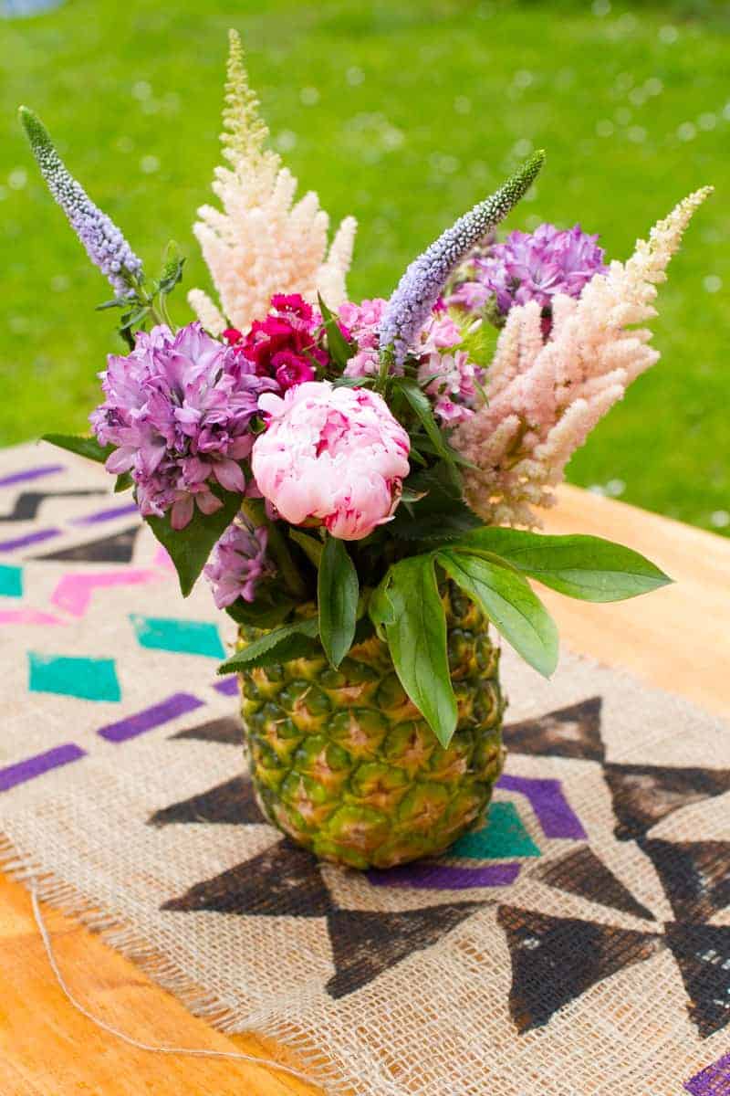 How to make a Pineapple vase and flower arrangement Centre Piece