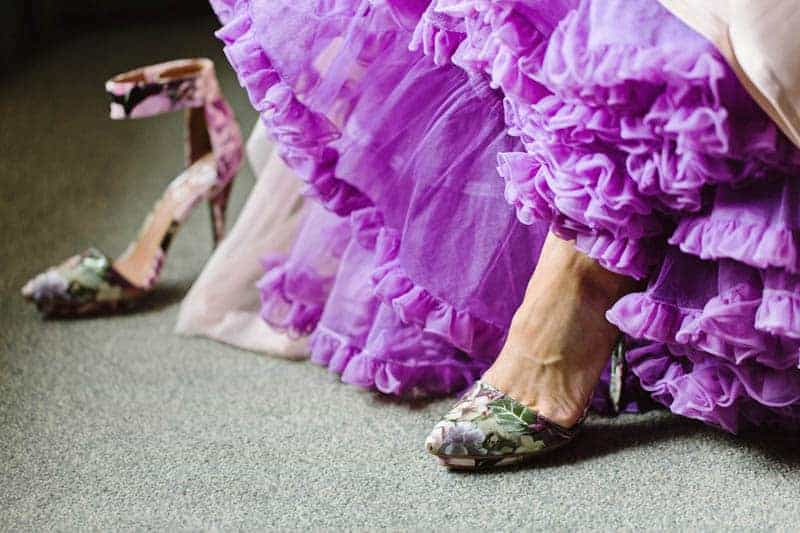 Close Knit Family & Friend DIY Wedding, Bride with Purple Petticoat (14)