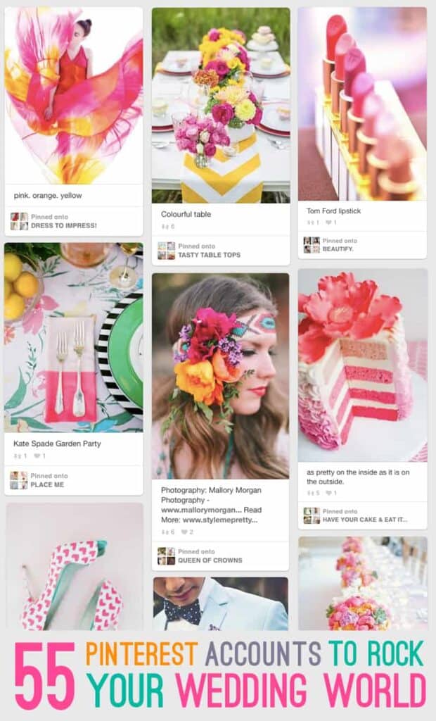 55 WEDDING PINTEREST ACCOUNTS TO FOLLOW TO ROCK YOUR WEDDING WORLD