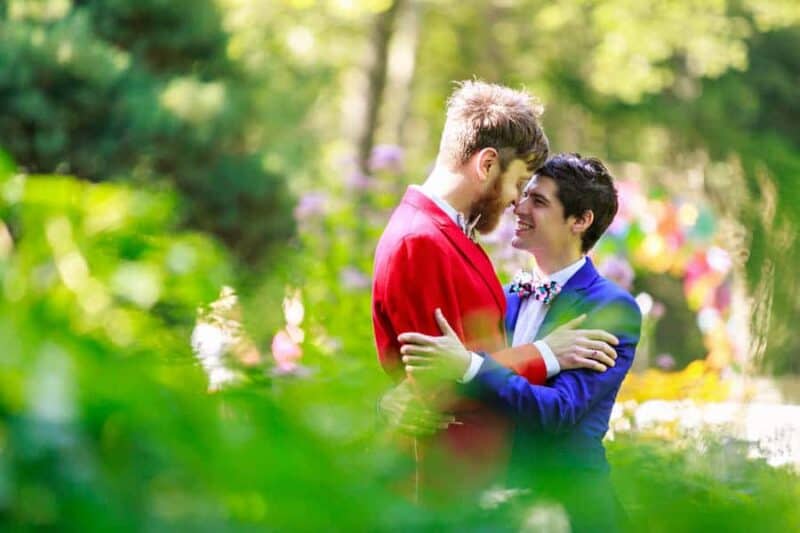 A SAME SEX COLOURFUL HANDMADE WEDDING AT A FOREST RETREAT IN Massachusetts (14)