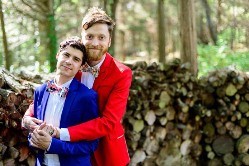 A SAME SEX COLOURFUL HANDMADE WEDDING AT A FOREST RETREAT IN Massachusetts (20)