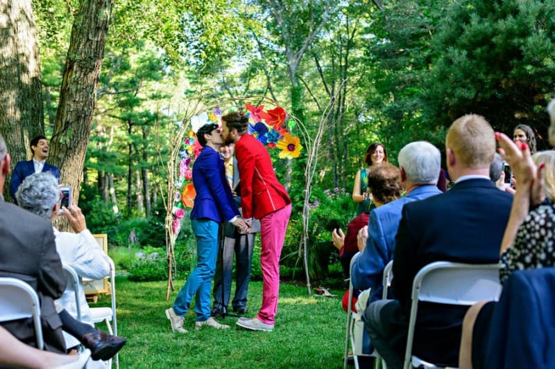 A SAME SEX COLOURFUL HANDMADE WEDDING AT A FOREST RETREAT IN Massachusetts (35)