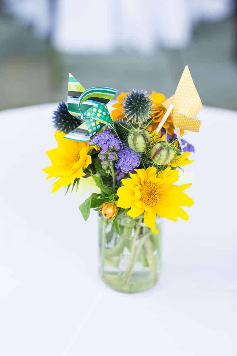 Pinwheel Themed Wedding with Colourful Sunflowers Backyard Inspiration-22