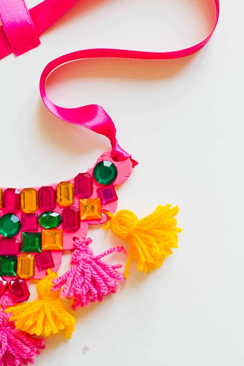 DIY Mexican Inspired Necklace Tassel Gem colorful ribbon fashion_-3