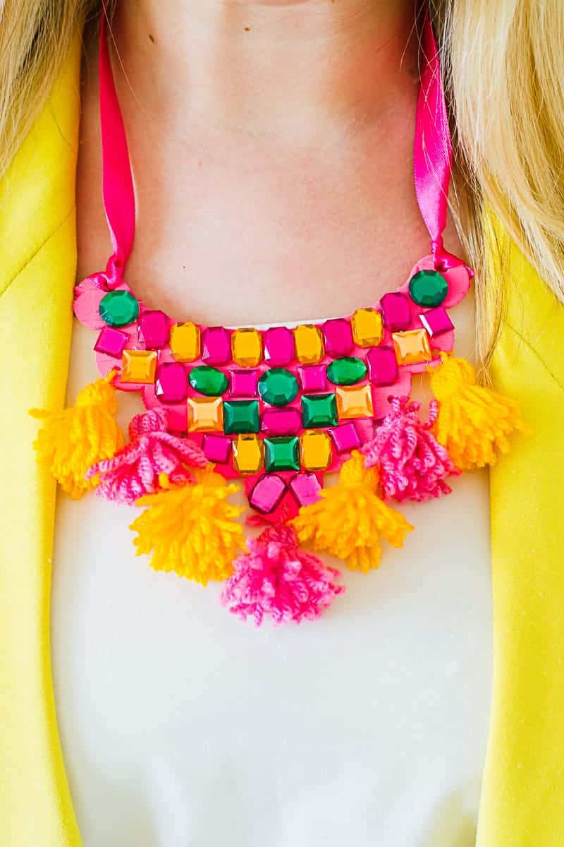 DIY Mexican Inspired Necklace Tassel Gem colorful ribbon fashion_-7