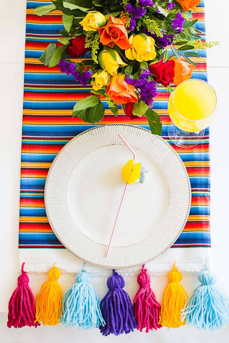 DIY Tassel Tassle table cloth with Zazzle Mexican inspired wedding inspiration styling-15
