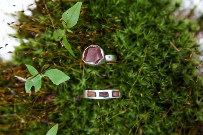 Handmade precious stone wedding rings