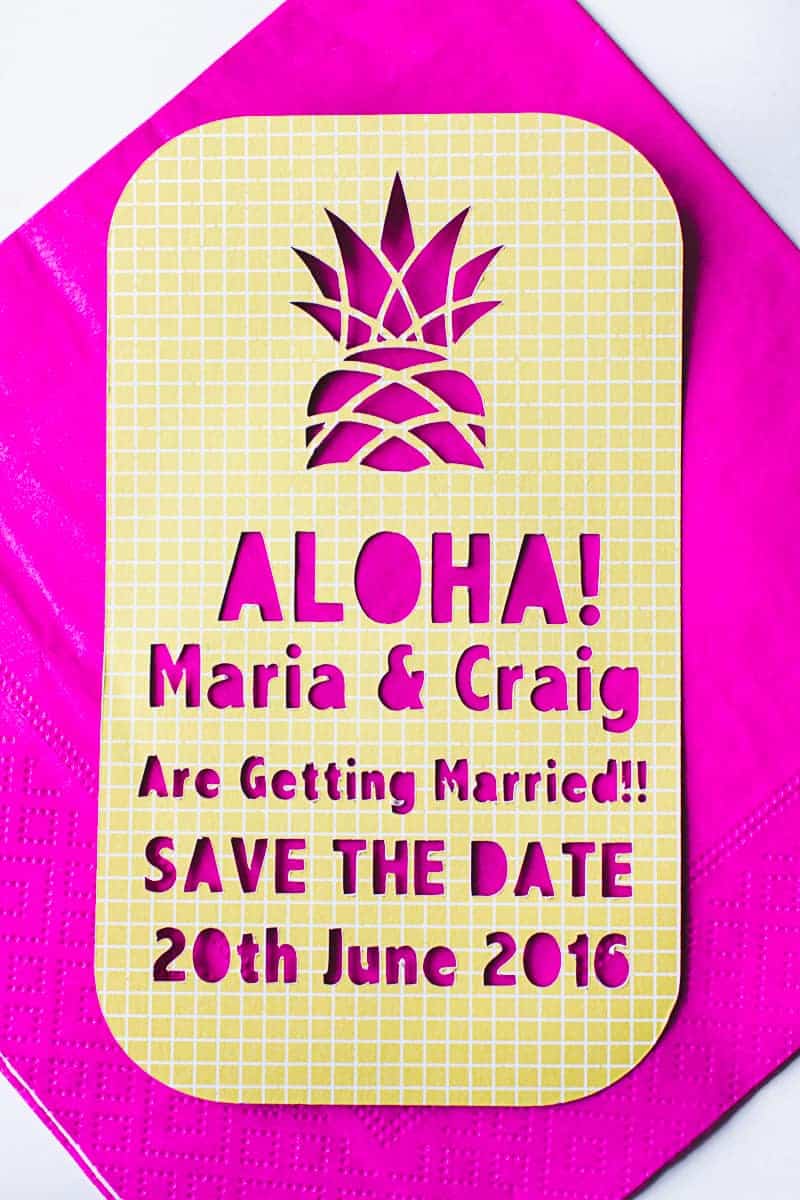 Diy Tropical Hawaiian Save The Dates With Die Cut Pineapples Bespoke Bride Wedding Blog