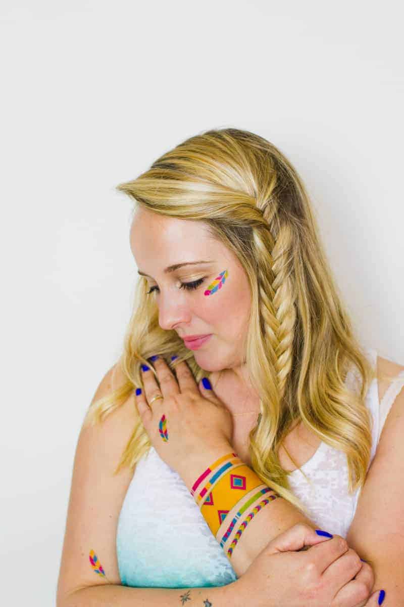 Colourful Festival inspired temporary tattoo, Free Printable (3)