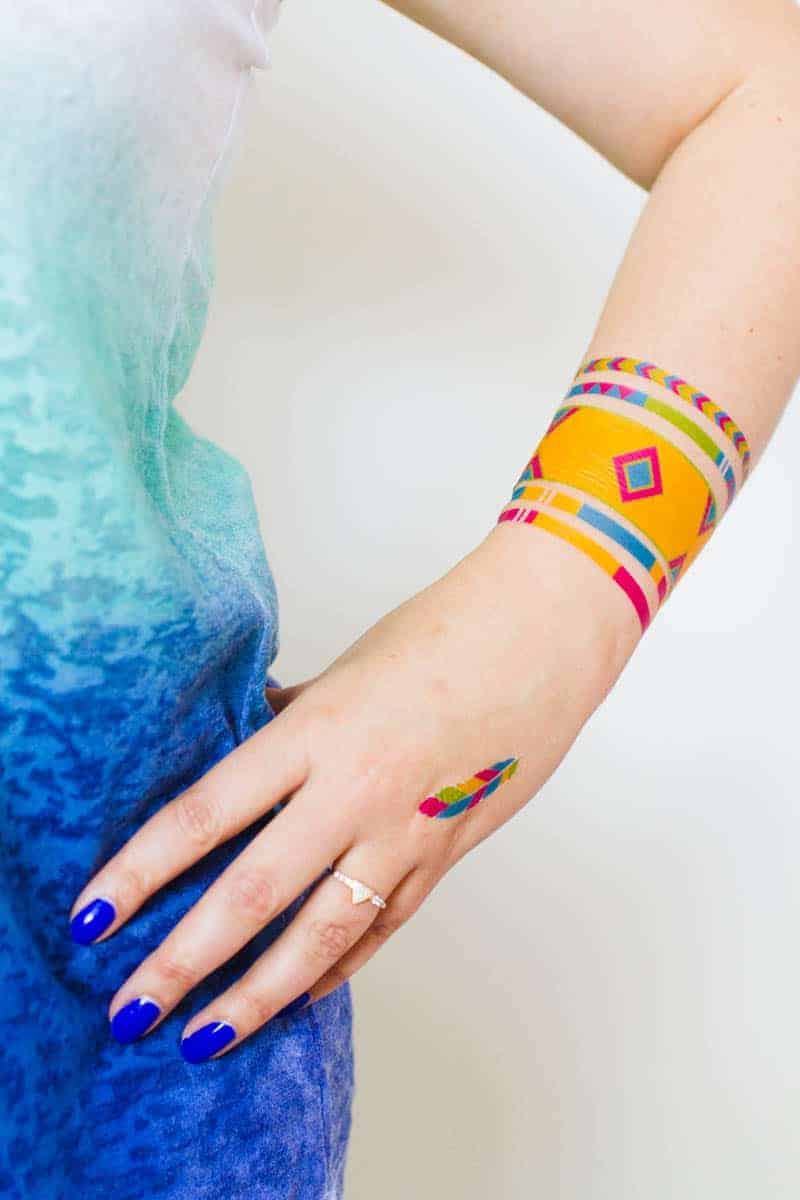 Colourful Festival inspired temporary tattoo, Free Printable (4)