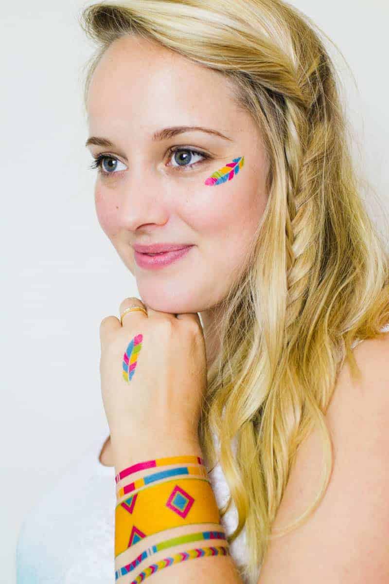 Colourful Festival inspired temporary tattoo, Free Printable (5)