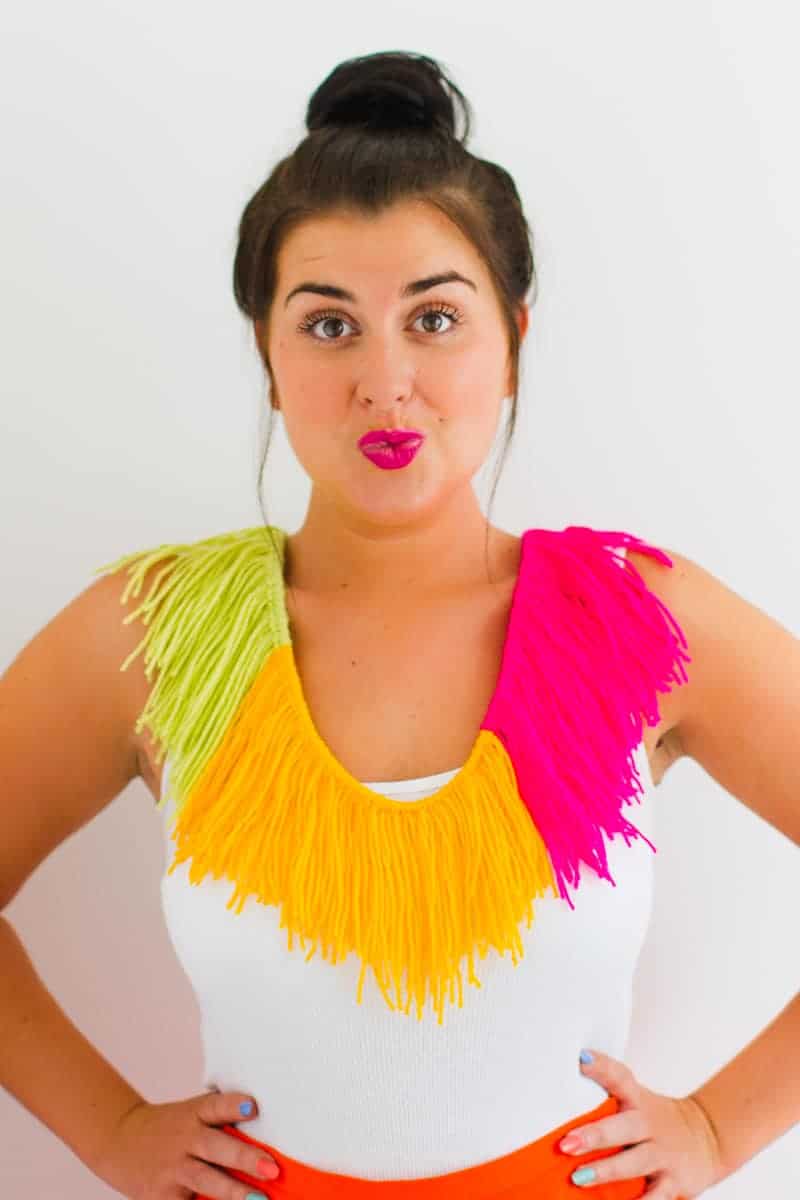 DIY Fringe Statement Necklace Yarn Festival Fashion Neon tutorial bespoke bride-8