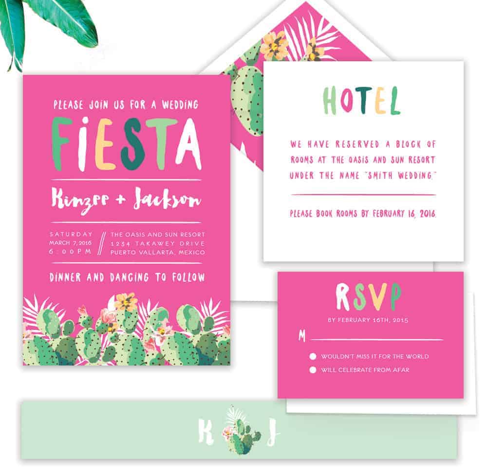 Fiesta Cactus Wedding Invitation Stationery