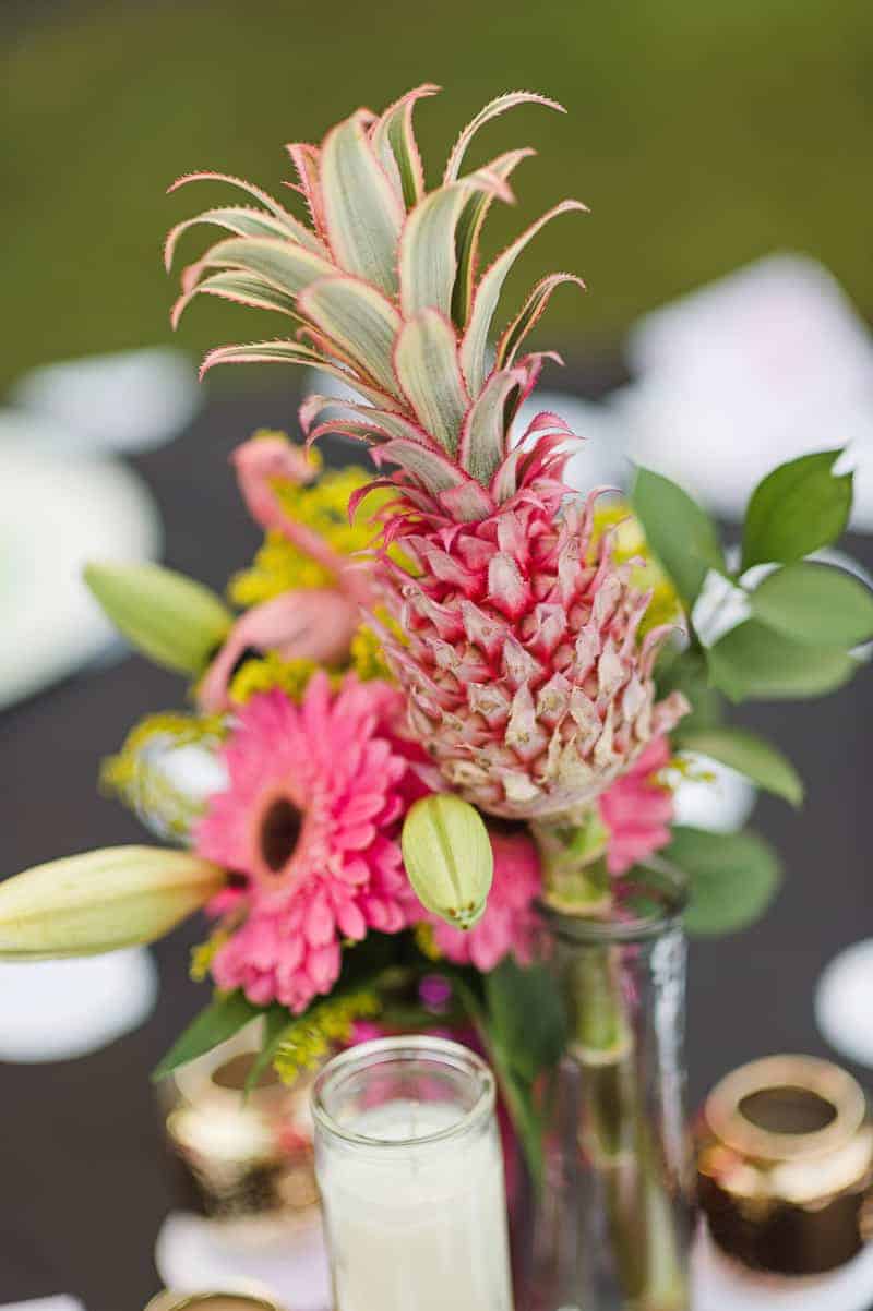 Flamingo Themed Engagement Shoot Party Retro pineapples gold pink wedding inspiration-9