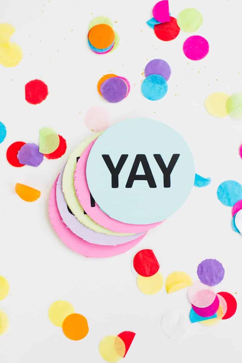 Coaster DIY party mems fun colourful typography font hooray lets party OMG pastels chin chin yay new years eve party DIY tutorial-4