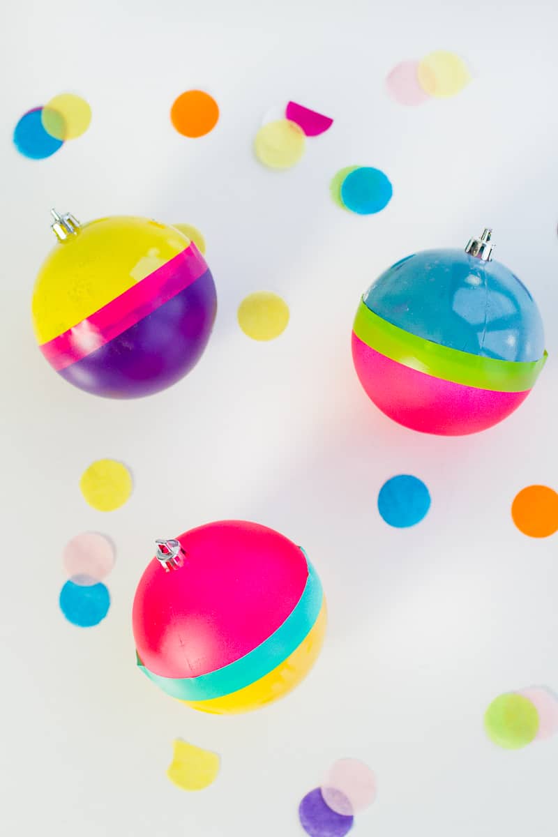 How to decorate your own baubles christmas DIY tutorial cricut paint splattered vinyl typography quotes colour blocked colourful modern bright jolly merry-2