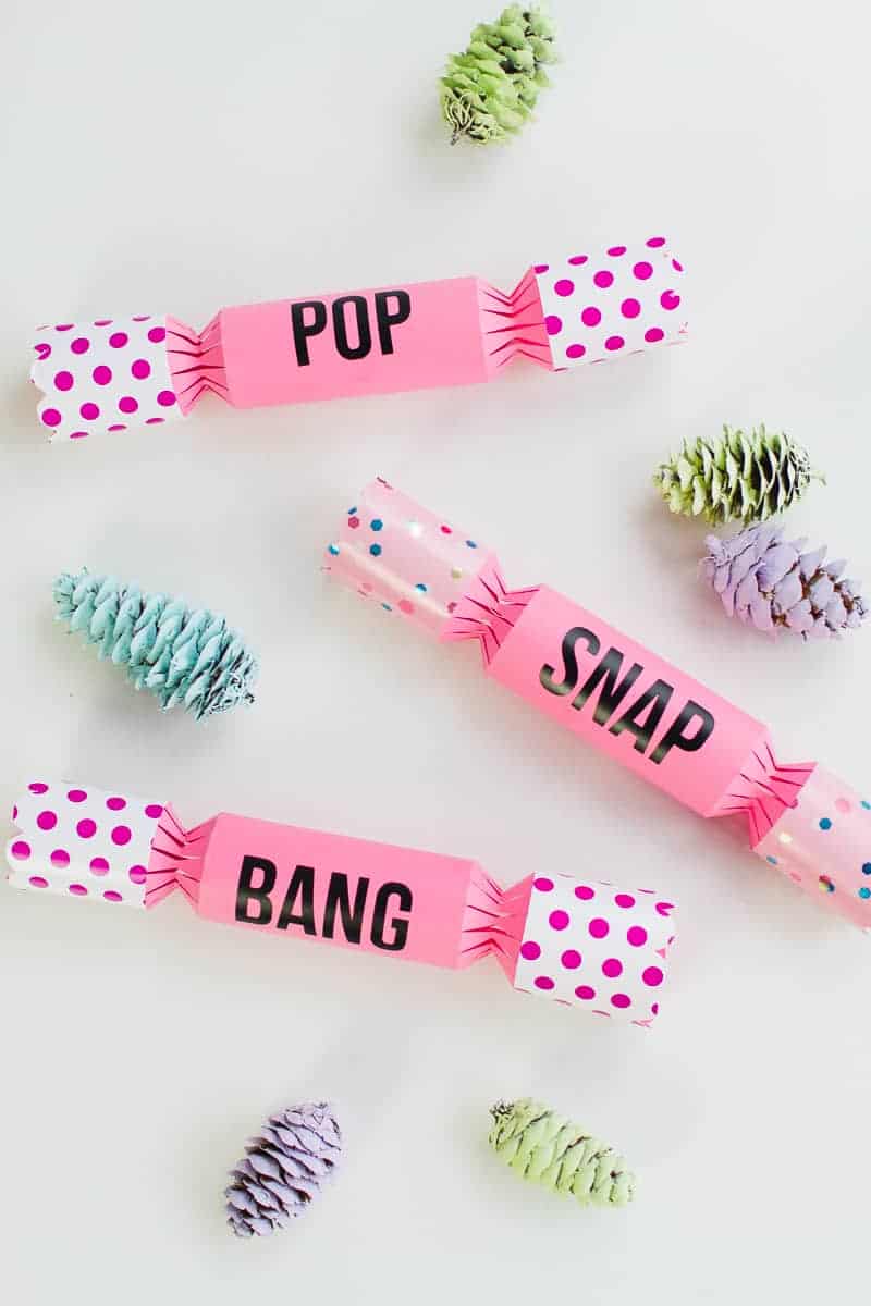 How to make your own crackers DIY Pop snap bang colourful pink wrapping paper modern typography christmas quotes pastel theme-1