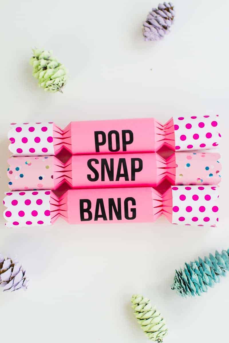 How to make your own crackers DIY Pop snap bang colourful pink wrapping paper modern typography christmas quotes pastel theme-4