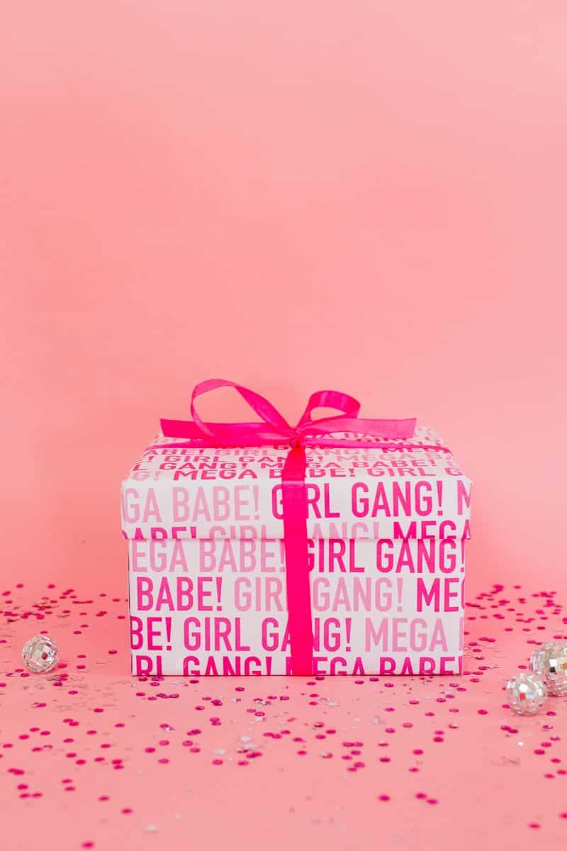 DIY Hen Party Kit Girl Gang Fun Box Pink Free Printable Wrapping Paper Gift Wrap Goodies-2