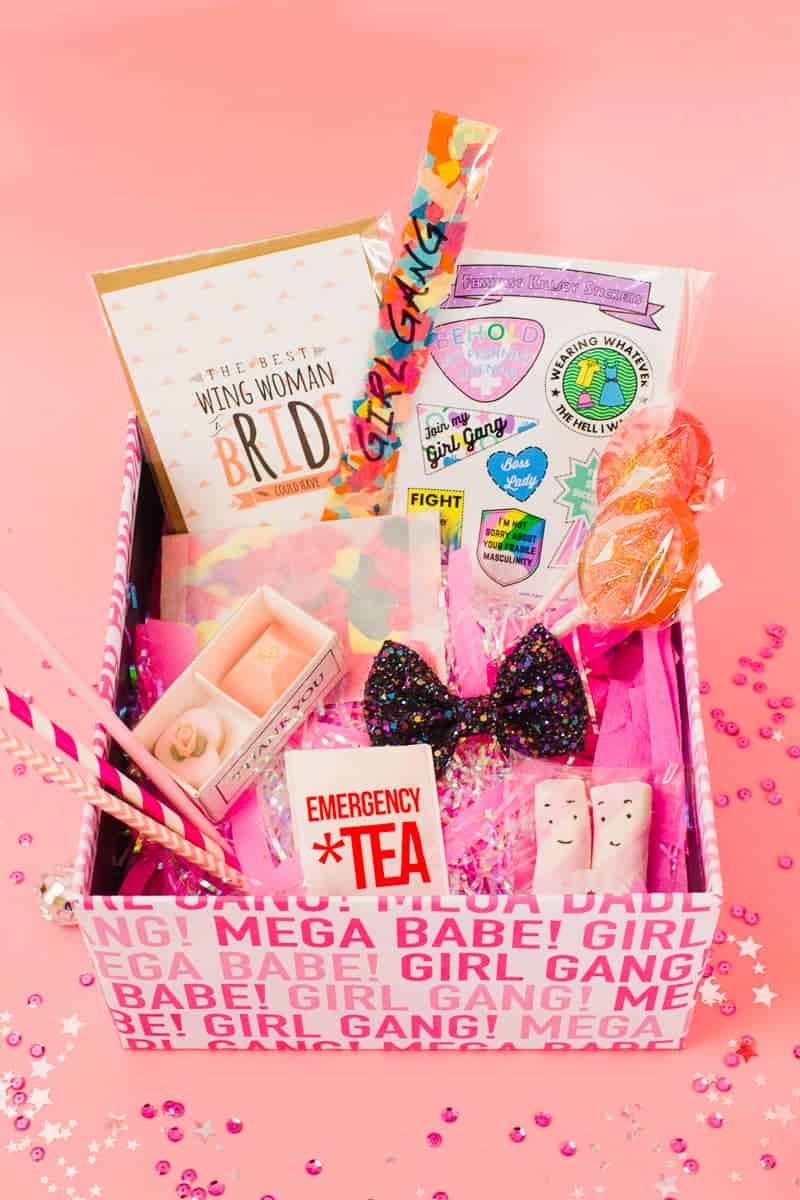 DIY Hen Party Kit Girl Gang Fun Box Pink Free Printable Wrapping Paper Gift Wrap Goodies-4