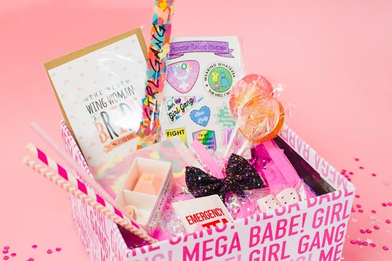 DIY Hen Party Kit Girl Gang Fun Box Pink Free Printable Wrapping Paper Gift Wrap Goodies-5