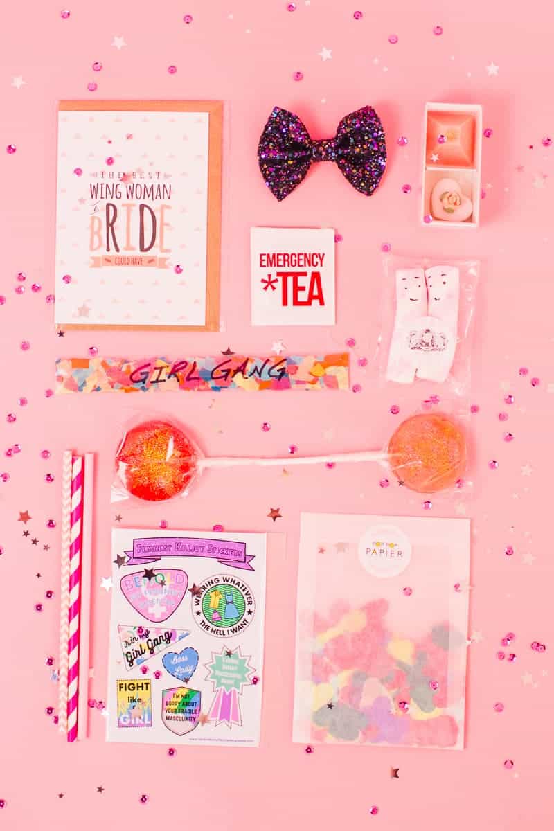 DIY Hen Party Kit Girl Gang Fun Box Pink Free Printable Wrapping Paper Gift Wrap Goodies-8