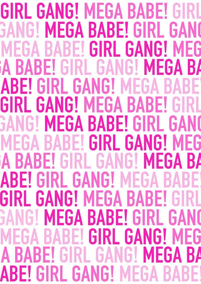 Hen Party Girl Gang Bachelorette Mega Babe Pink Wrapping Paper Free Printable Gift Wrap Cute