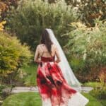 AND THE BRIDE WORE... A TOTALLY SWOON-WORTHY WATERCOLOUR WEDDING DRESS - Traditional Backyard Greek Wedding With The Bride In A Red Watercolour Dress