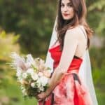 AND THE BRIDE WORE... A TOTALLY SWOON-WORTHY WATERCOLOUR WEDDING DRESS - Traditional Backyard Greek Wedding With The Bride In A Red Watercolour Dress