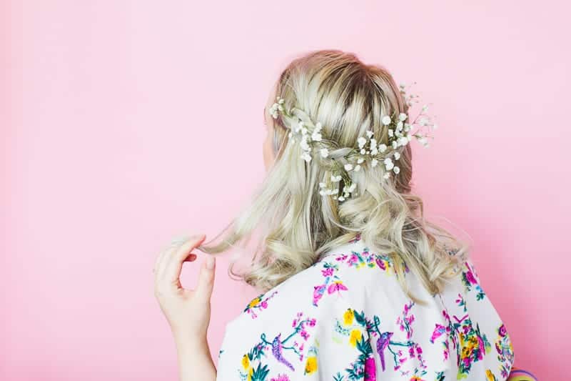 Coachella Hairstyle festival bride hairstlye boho tutorial DIY curls jamie chung floral crown-1