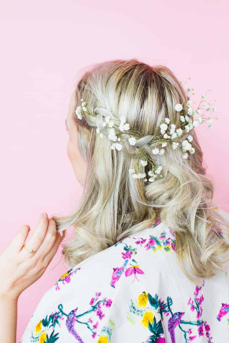 Coachella Hairstyle festival bride hairstlye boho tutorial DIY curls jamie chung floral crown-2
