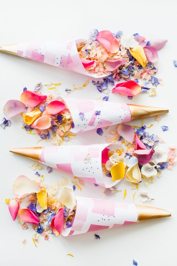 Confetti cone free printable pink abstract download natural confetti petals shropshire petals colourful wedding inspiration-3