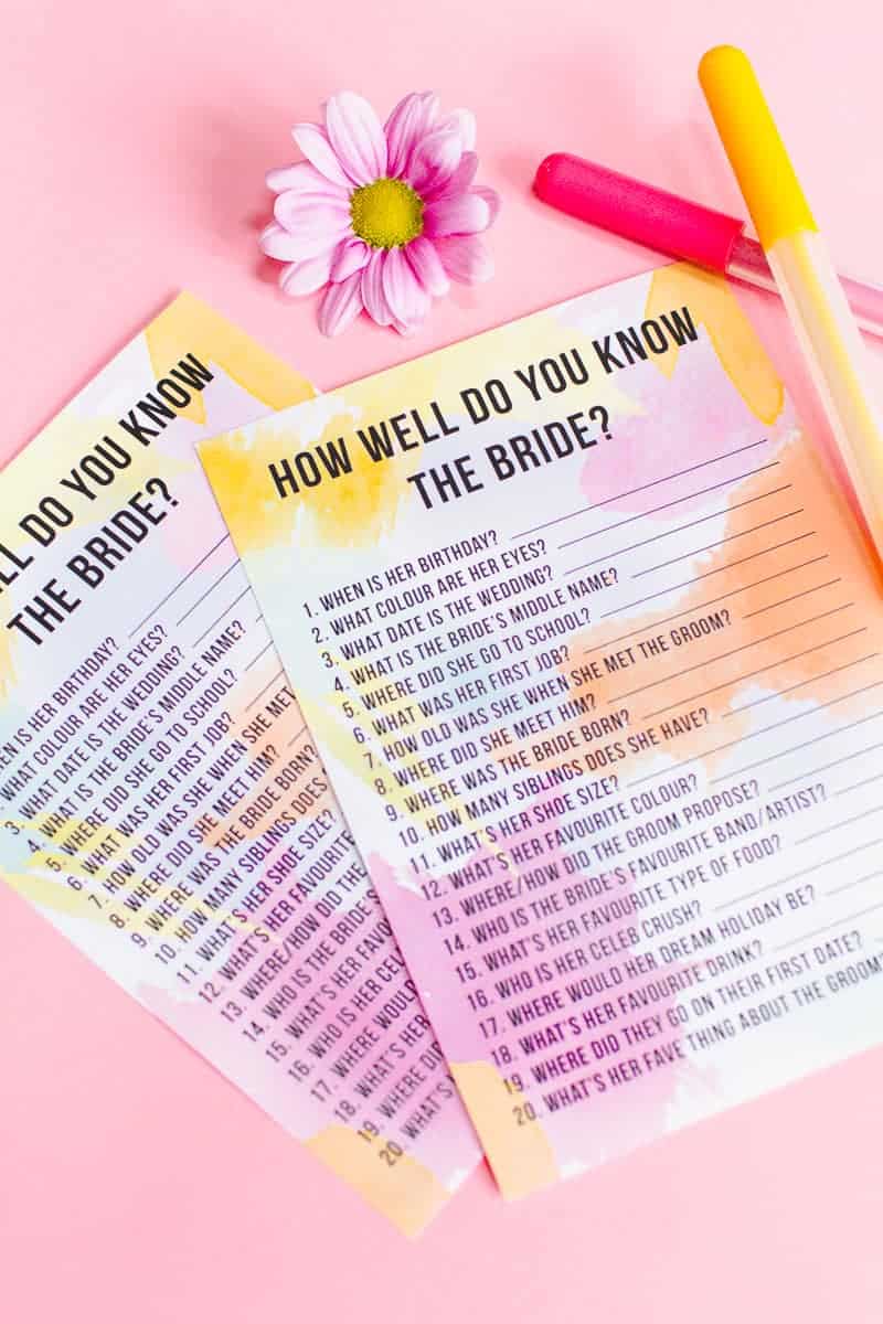 Free Printable How Well Do You Know The Bride Hen Party And Bridal