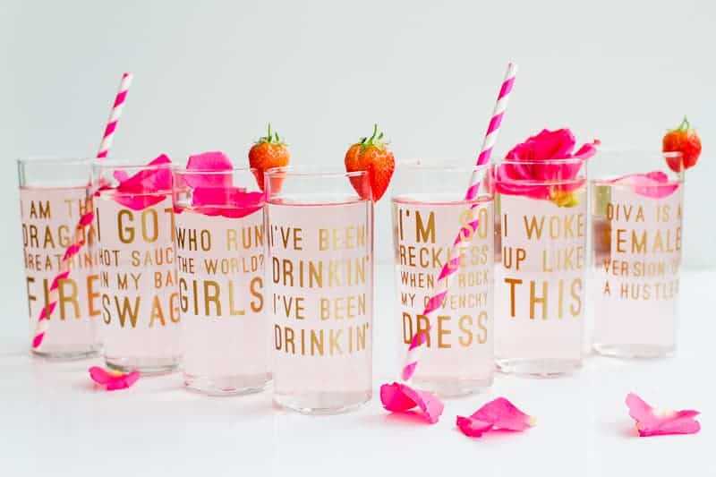 Beyonce Lemonade Lyric Quotes Glasses Cocktails Drinks Hen Party Bachelorette Song Fun Girl Power Queen B DIY Cricut Tutorial Window Cling-17