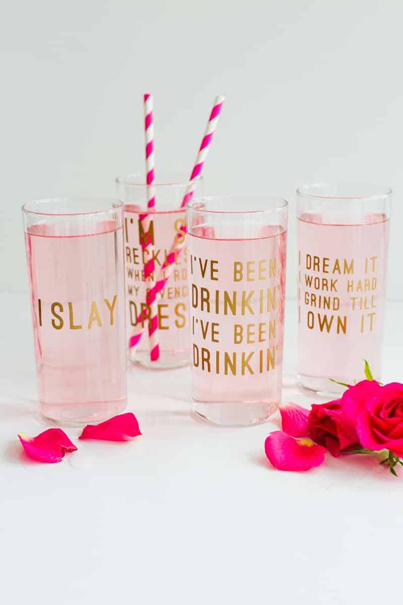 DIY BEYONCE LYRIC QUOTE COCKTAIL GLASSES! FUN FEMINIST DRINKS FOR YOUR GIRLS!  | Bespoke-Bride: Wedding Blog