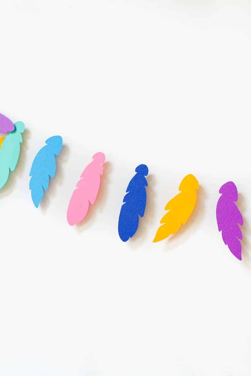 Feather Garland Card Colourful DIY tutorial easy bright feathers cricut boho modern-23