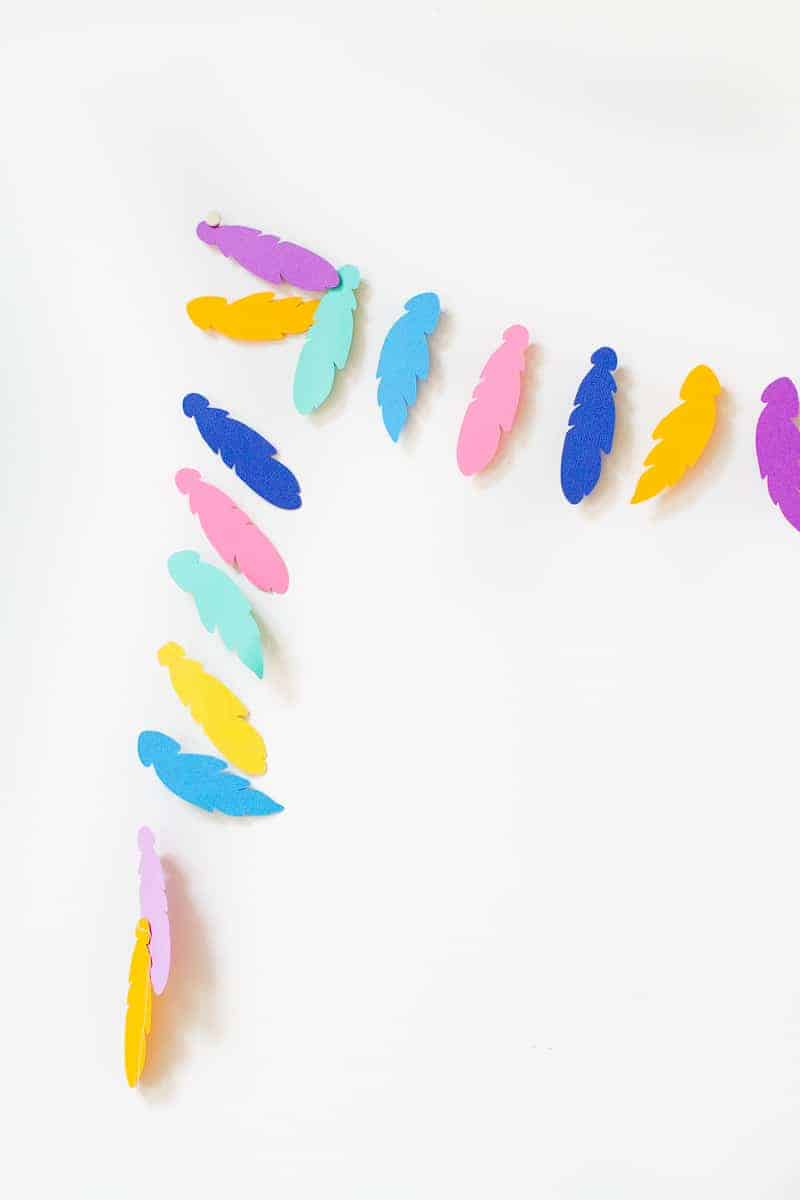 Feather Garland Card Colourful DIY tutorial easy bright feathers cricut boho modern-25