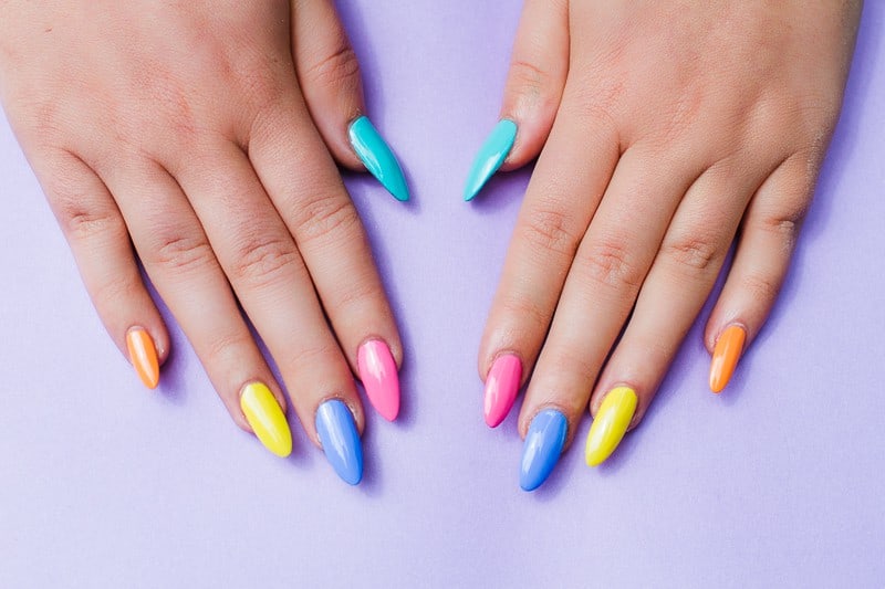 Geometric Bright Colourful Nail Tutorial Nail designs modern fun-1