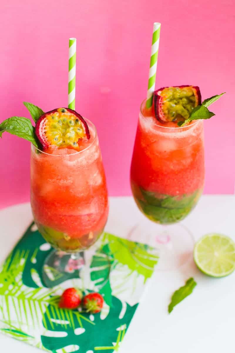 Passionfruit Strawberry Mojito Mint Rum Cocktail Recipe Drinks Summer Wedding_-2