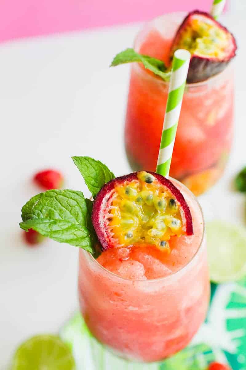 Passionfruit Strawberry Mojito Mint Rum Cocktail Recipe Drinks Summer Wedding_-5