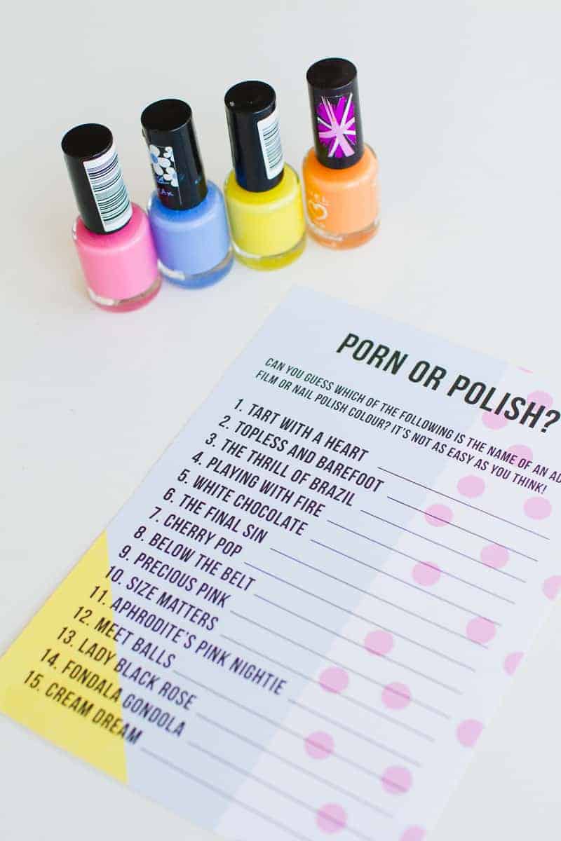 Porn or polish hen party game bachelorette free printable download fun ideas inspiration modern